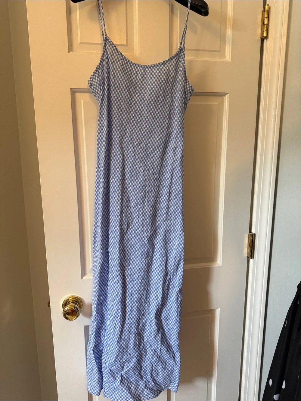 J. Crew Light Blue Gingham Maxi Slip Dress